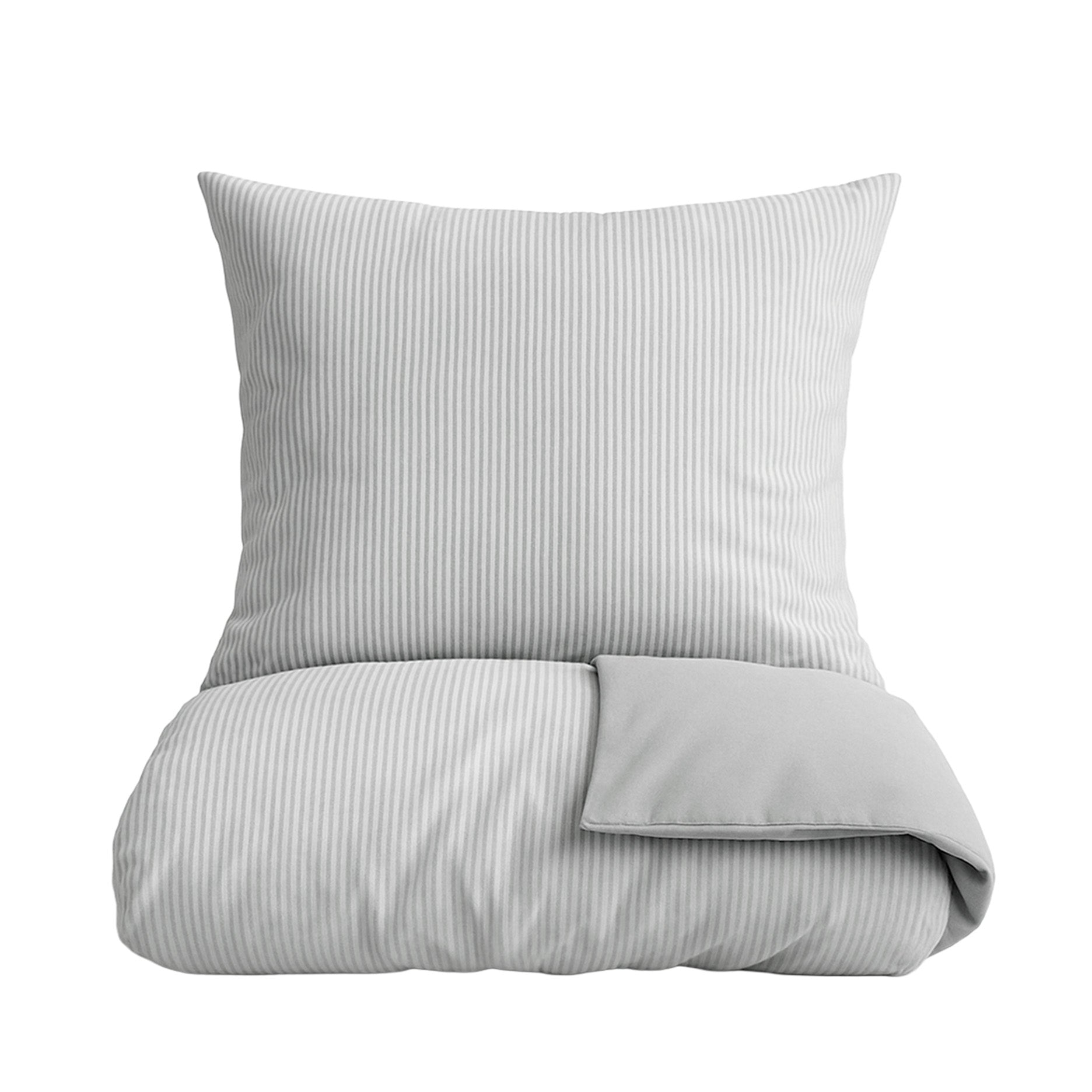 Mini strib sengetøj 140x200 cm lys grå